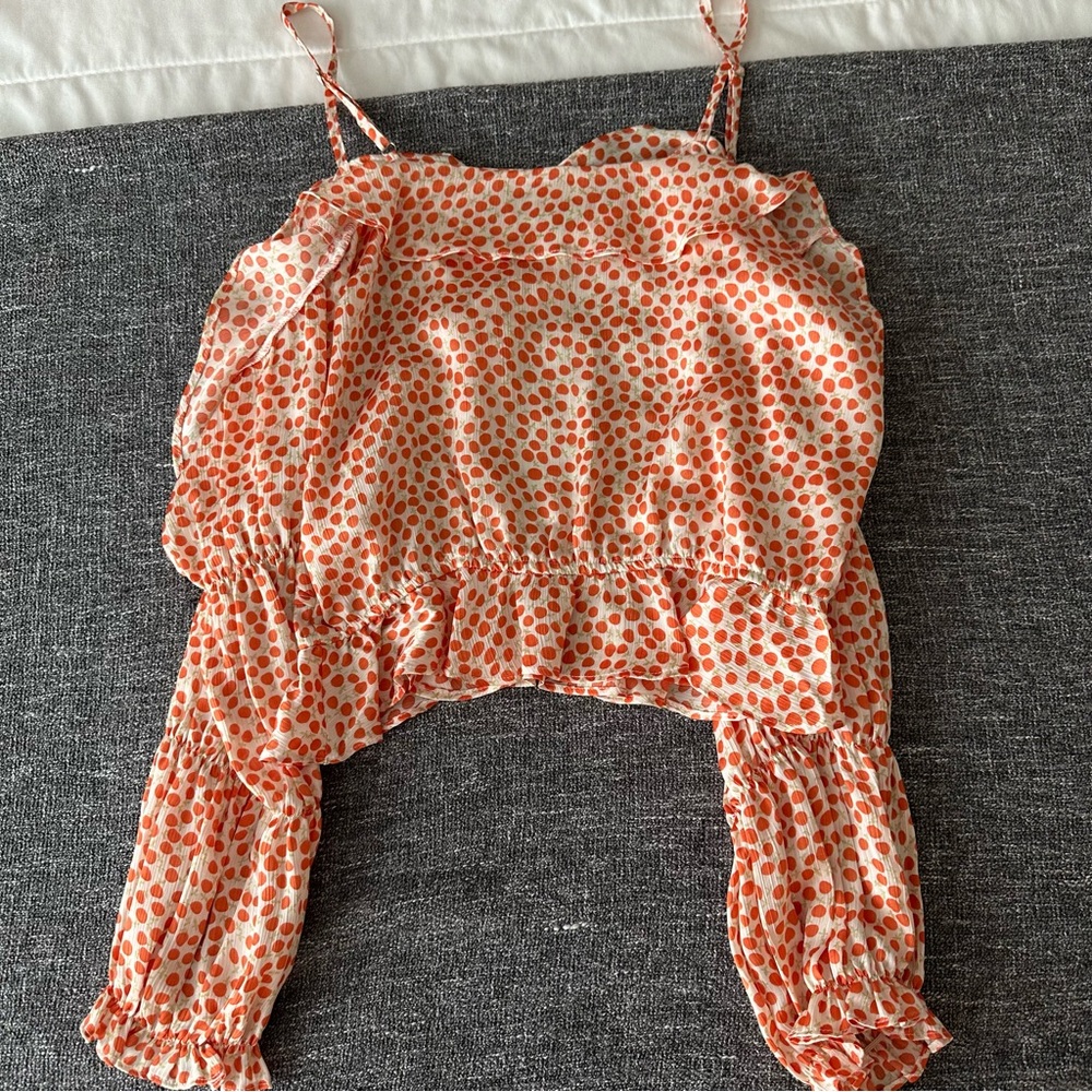 Orange crop blouse, Lulu’s, spaghetti strap with cutouts, size S, NWT - Picture 6 of 6